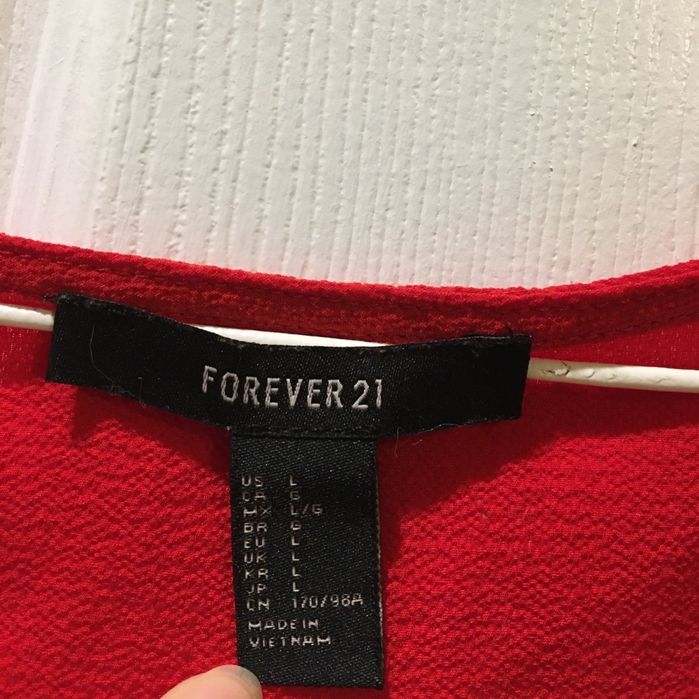 Red Button Down Top - Picture 3 of 3